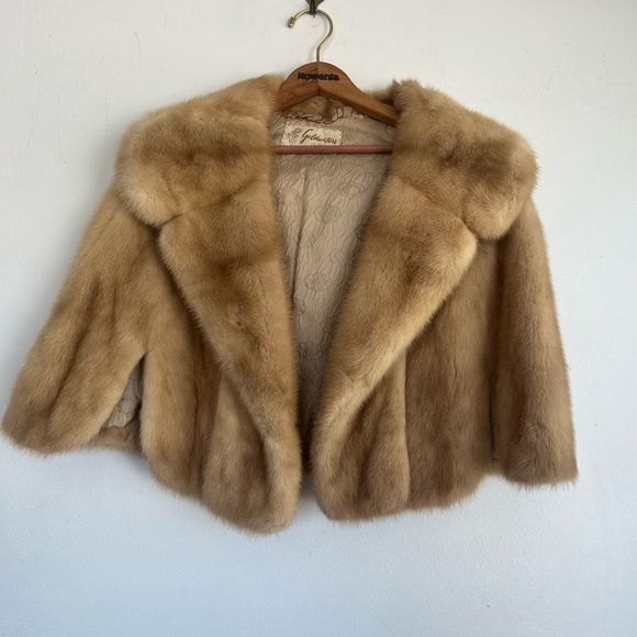 SOLD Blonde Mink Fur Shrug Coat Genuine Fur - Picture 1 of 8